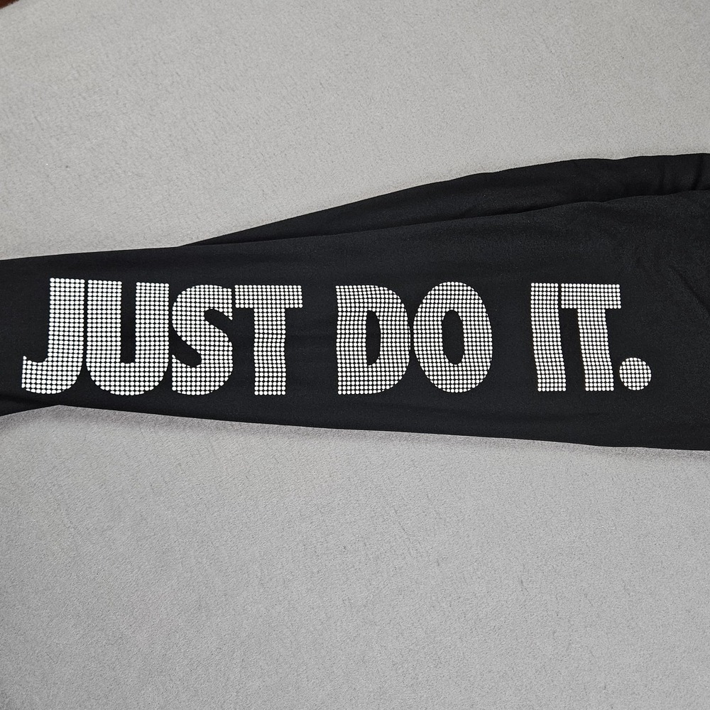 Nike Pro Dri-FIT Women's Sz XL Ankle Leggings Black White Just Do It Logo - Picture 12 of 12